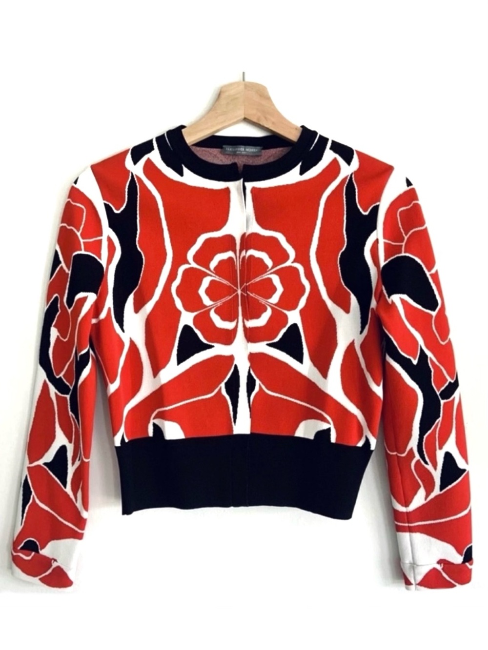 Alexander McQueen Collage Jacquard Round Neck Cardigan In Size Small